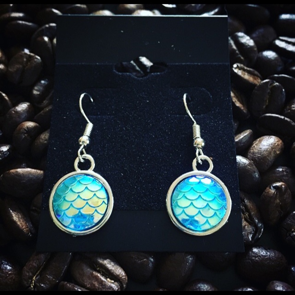 Silver/Blue dangle mermaid earrings